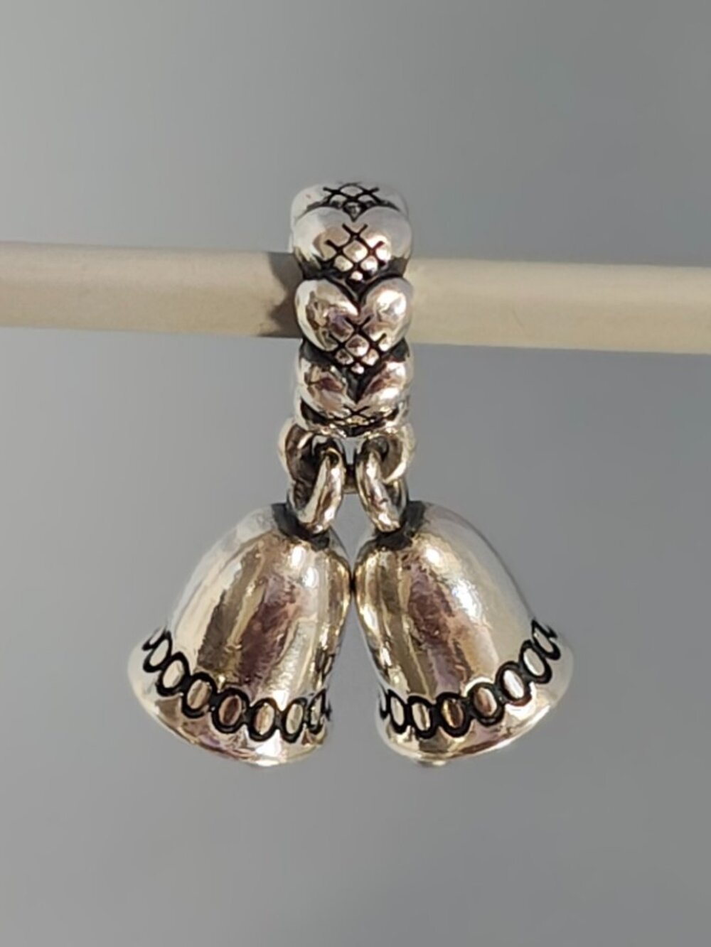 Authentic Pandora Retired Silver Bells Christmas Dangle Charm – 791230